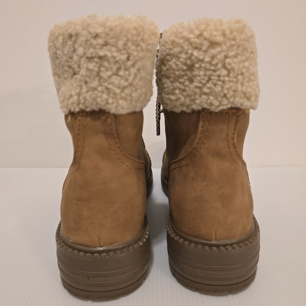 REPORT Camel Brown Combat Boot Faux Fur Detail Lace Up & Zipper Closure Size 9.5 - Picture 12 of 17